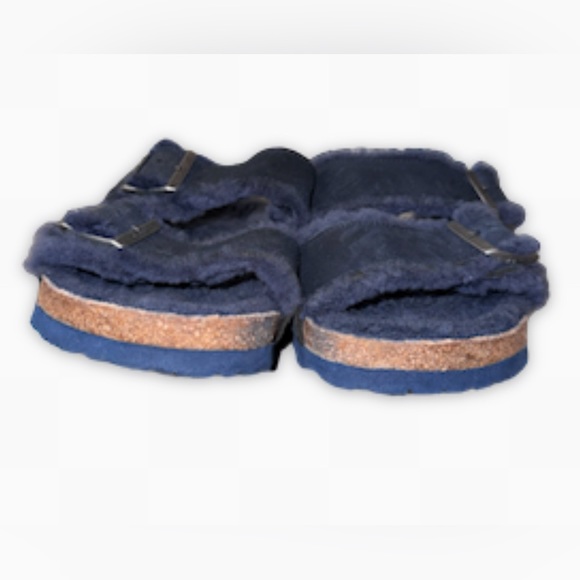 BIRKENSTOCK Arizona blue fur suede sandals women’s shoes size 41 10 10.5 - Picture 13 of 17